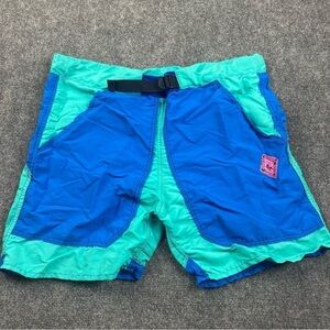 ATMOSPHERE MOUNTAINWORKS Vintage 90s Belted Outdoor Shorts Y2K blue/teal LARGE